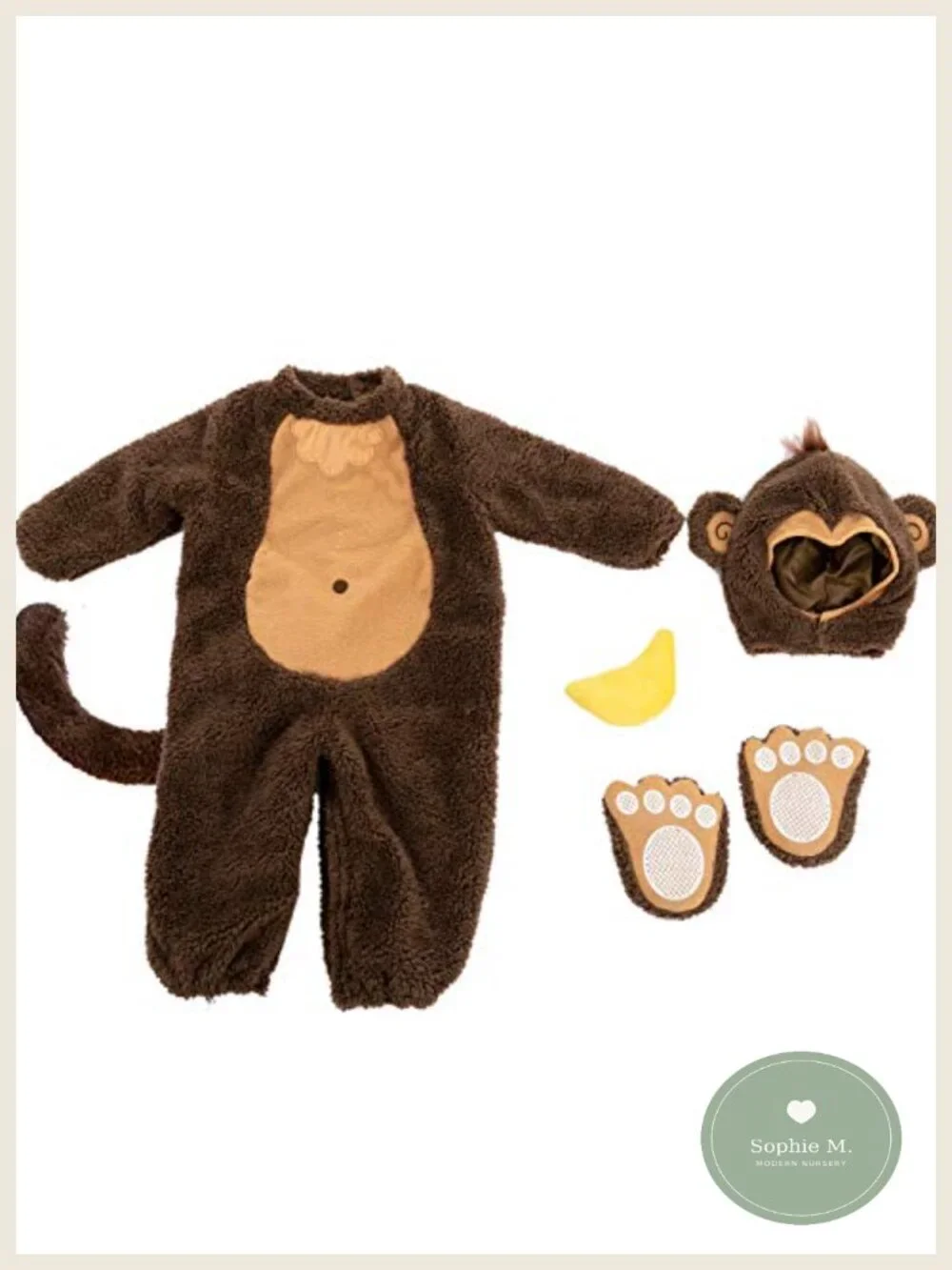 Toddler Monkey Costume with Banana, Booties, 3D Hood, Halloween